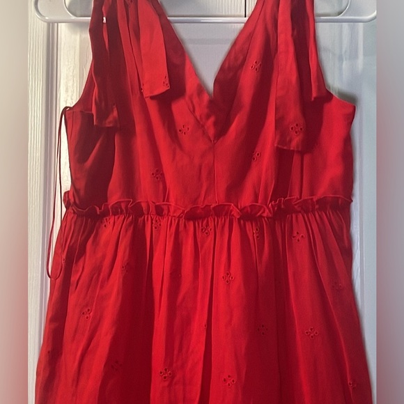 Zara Red Tiered Ruffled Maxi Dress for Wedding Guest - Picture 8 of 11
